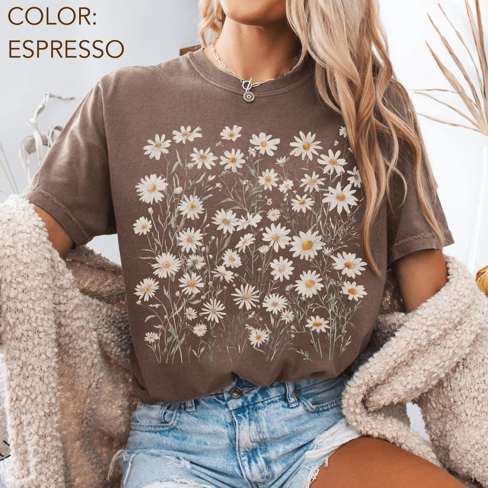 Comfort Colors Daisy Flower Shirt Cottagecore Floral Tee Wildflowers Plant Lover Shirt
