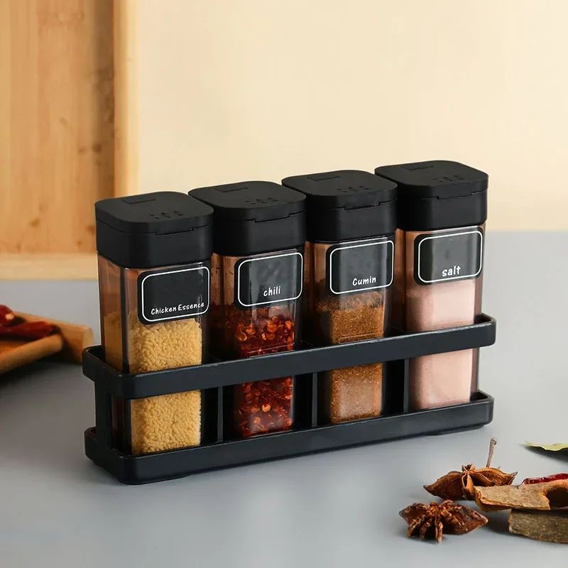 4-in-1 Stackable Spice Organizer Set with Airtight Bottles