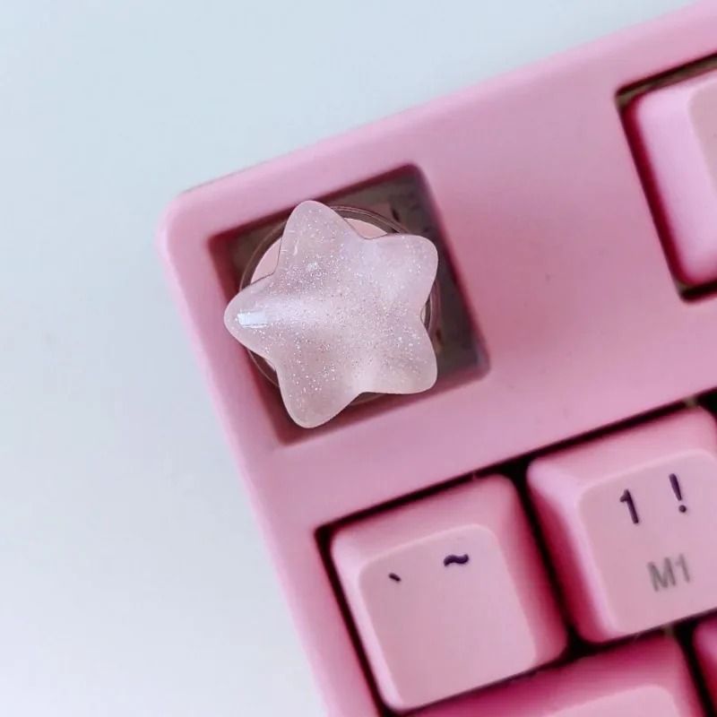 Cute Star Translucent Keycaps – 4-Unit Personalized Gift Set – High-Yield Peripheral Interaction Hub