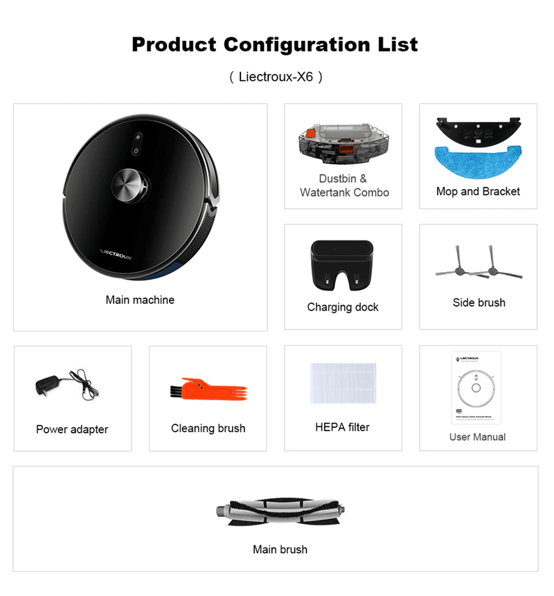 Liectroux X6 Robot Vacuum Cleaner with Lidar Navigation and Carpet Boost