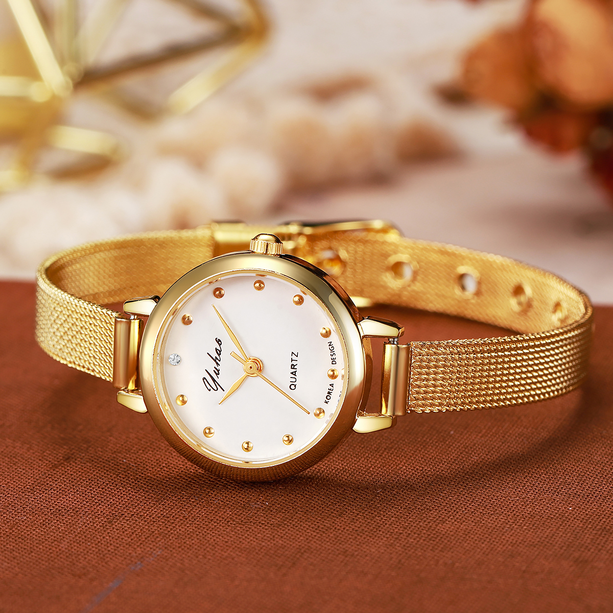 Dot Quartz Watch for Women, New Arrival Light Luxury Fashion Mesh for Christmas and Halloween Gifts