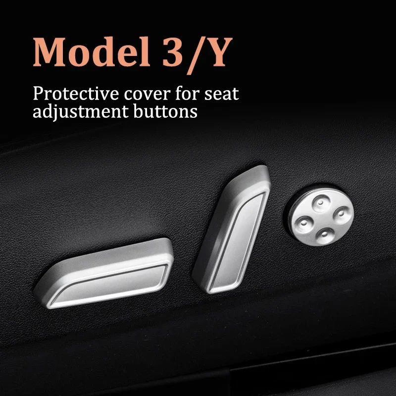 Tesla Seat Adjustment Button Cover Set for Model 3 and Model Y – Interior Trim Protector (6-Piece Set)