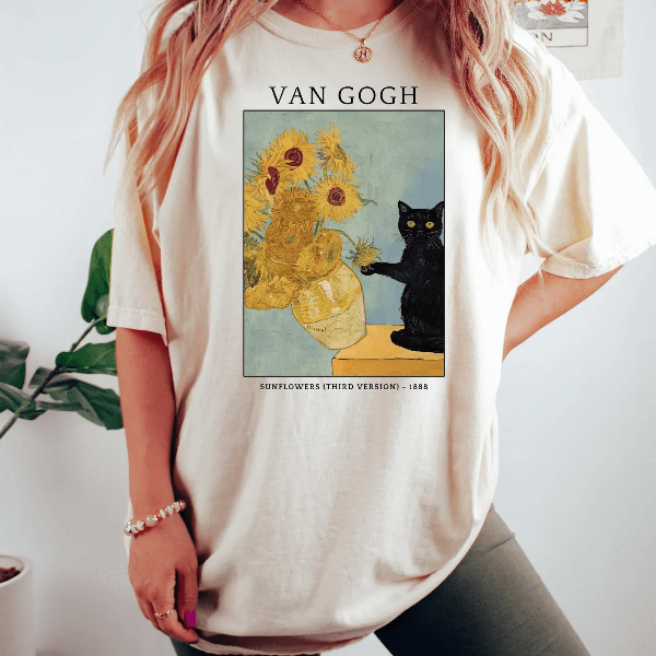Van Gogh Cat Shirt Comfort Colors Tee
