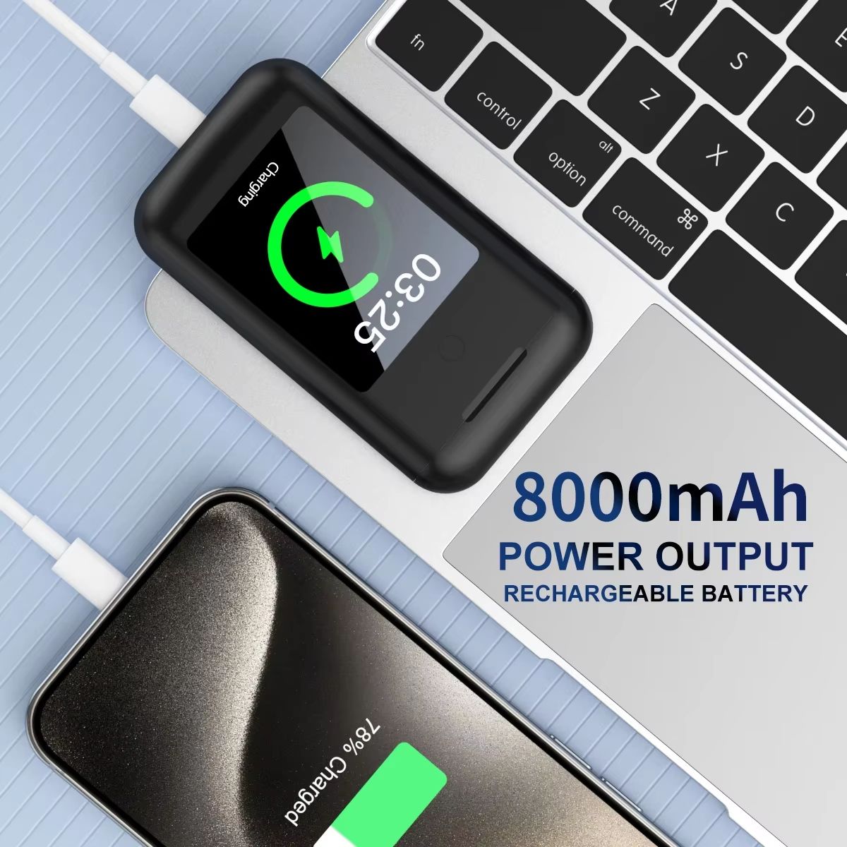 TouchView 2.8in Screen Bluetooth Earbuds with Power Bank Case