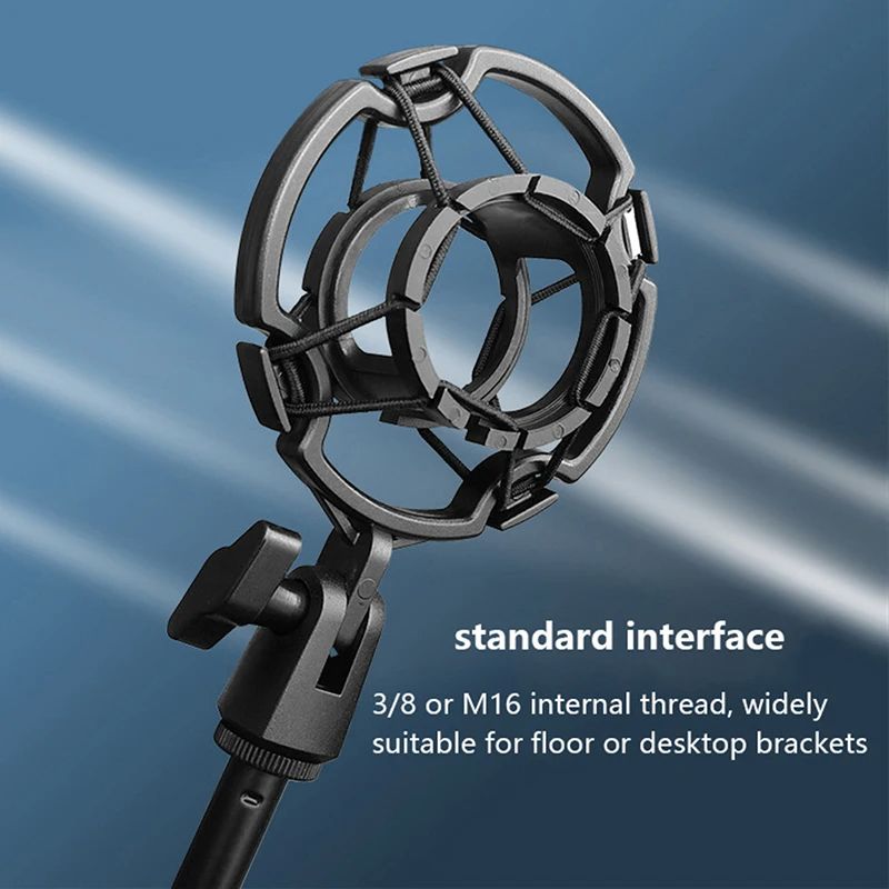 Universal Microphone Shock Mount, Professional Condenser Mic Holder with Anti Vibration Rubber Bands & Locking Knob
