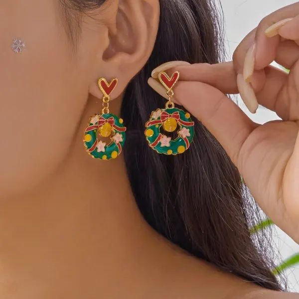 Rhinestone Christmas Light Bulb Drop Earrings