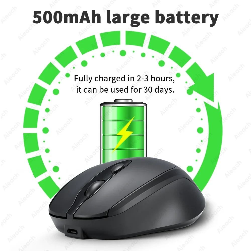 Rechargeable Dual Mode Silent Wireless Bluetooth Mouse Ergonomic Design