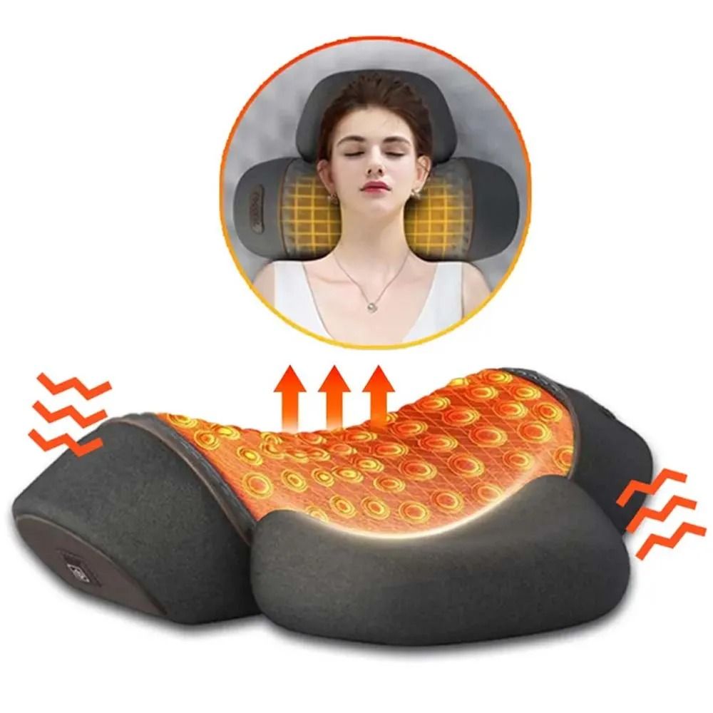 Electric Neck Massage Pillow with Heating, Vibration & Memory Foam Support