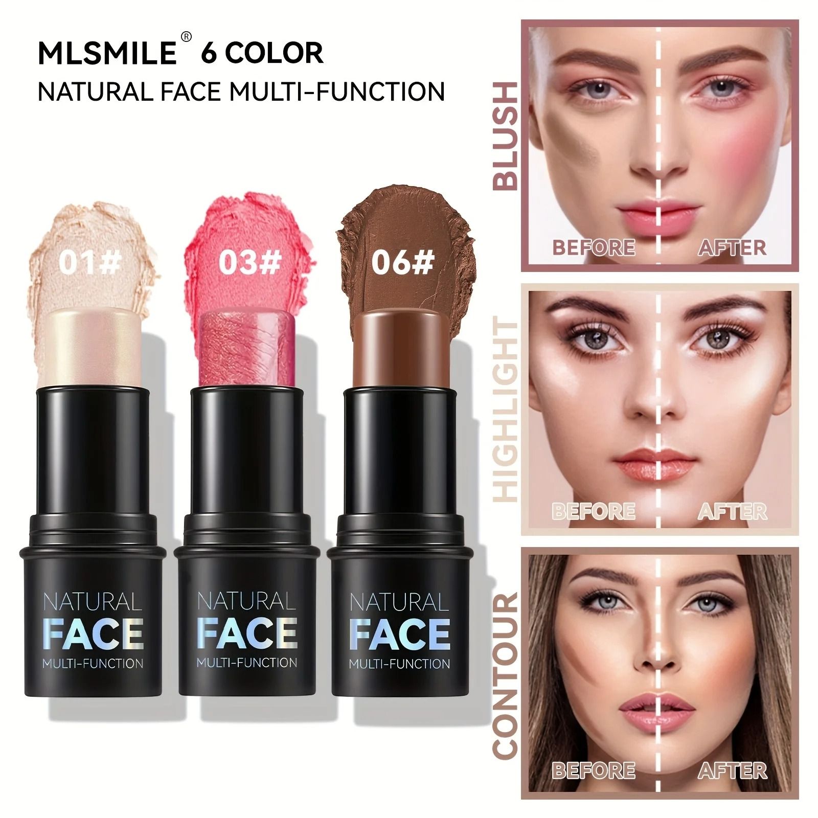 Multi-Function Cream Contour Stick | Highlighter, Bronzer & Blush Face Contouring Pen