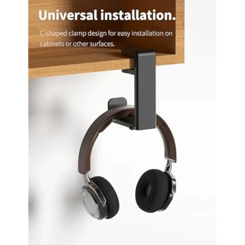 Adjustable Rotating Gaming Headphone Stand & Table Clip Hook