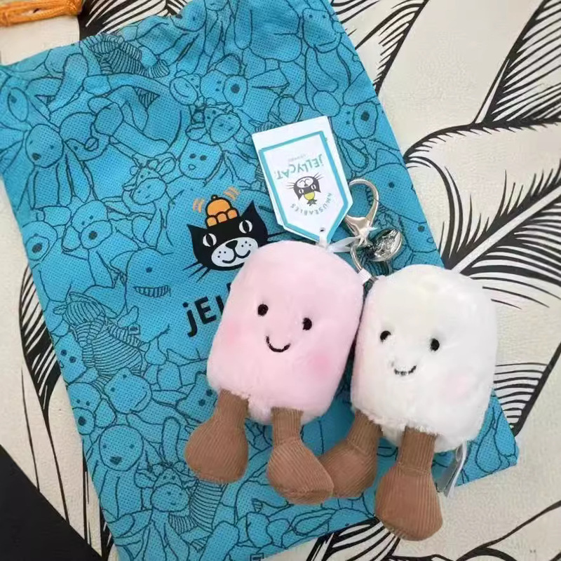 Cute Plush Cotton Cat Candy Two Tone Soft Keychain Bag Pendant Doll Plush Accessories Car Pendant Gift