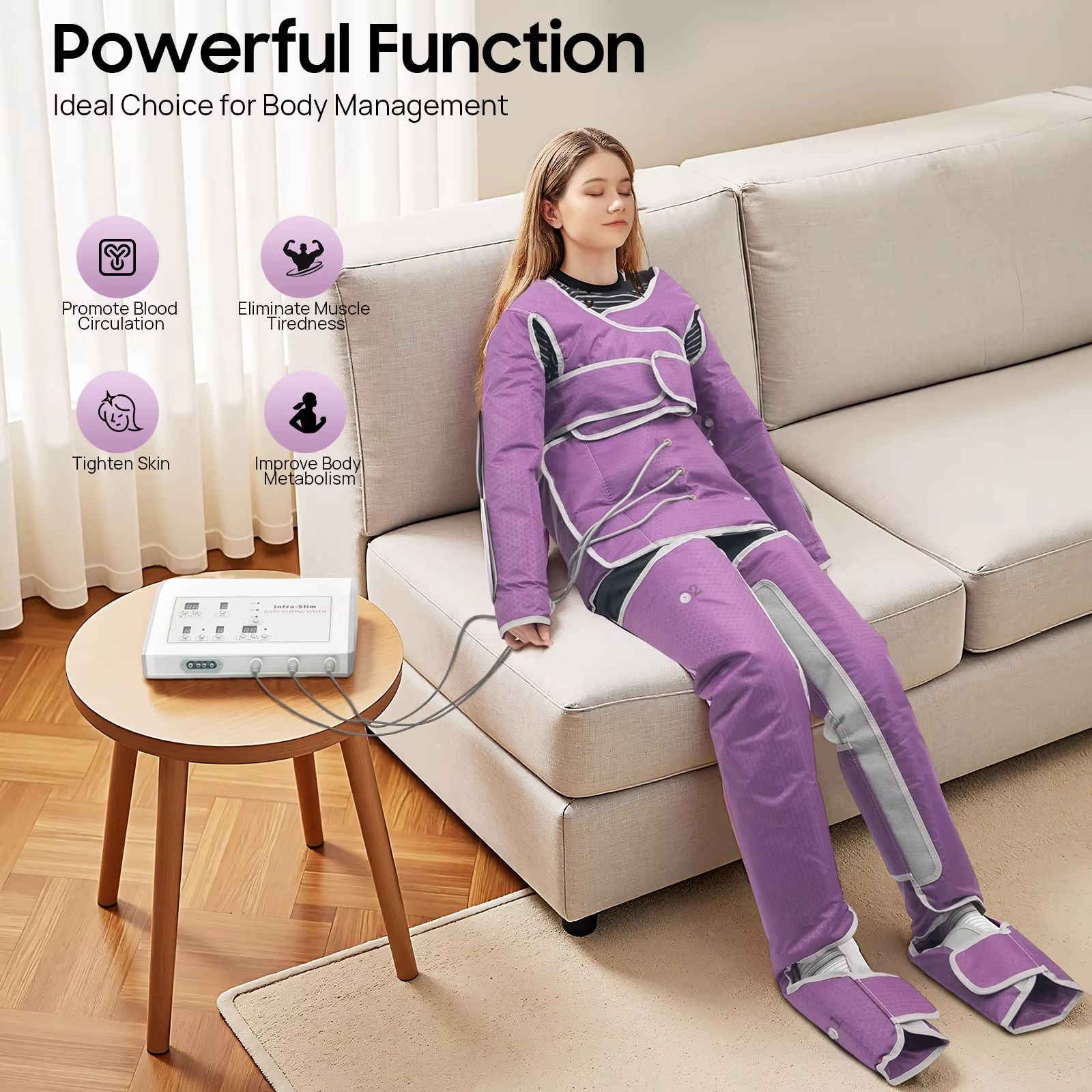 Full Body Air Pressure Slimming Suit Pressotherapy Machine with Infrared Heat and 7 Levels