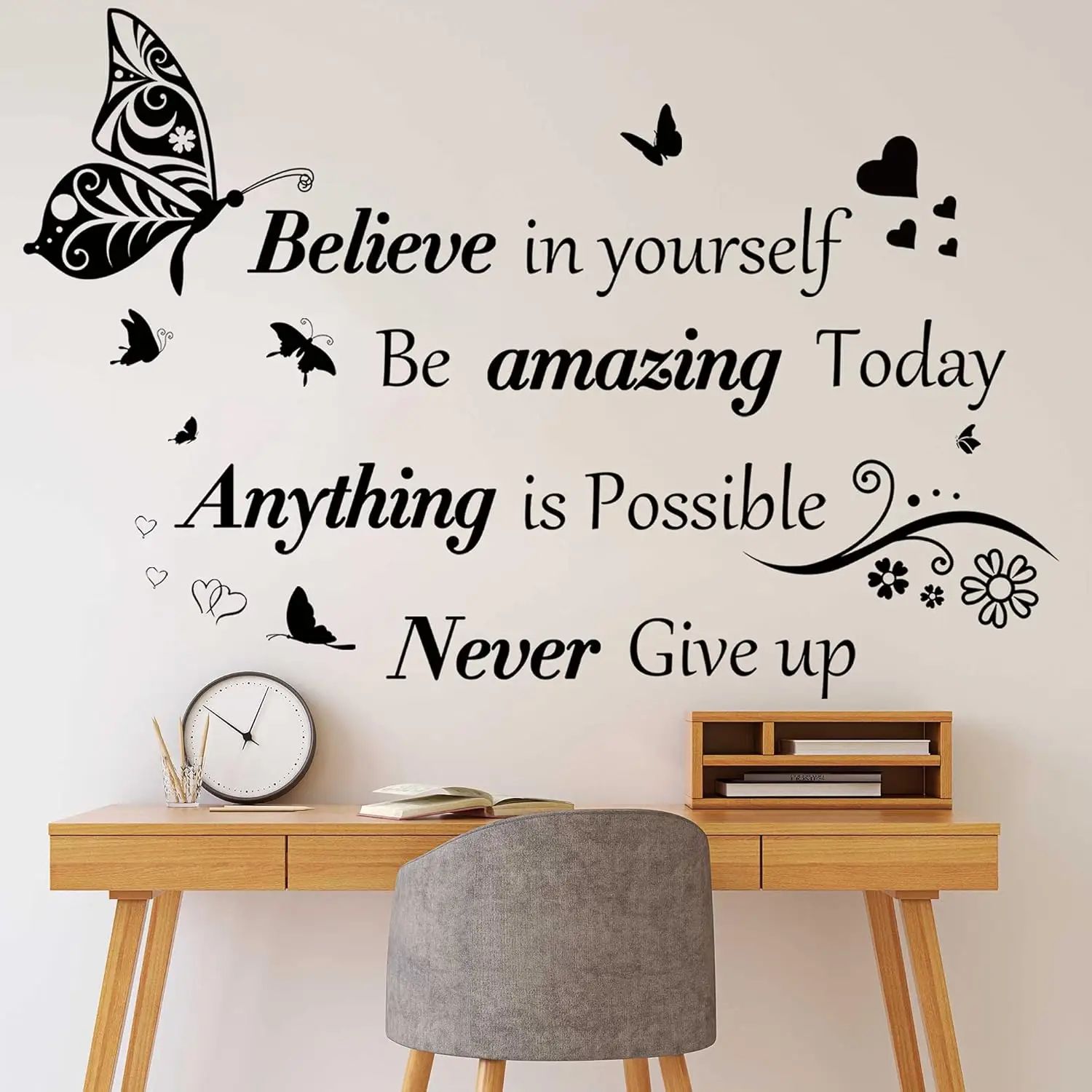 Motivational Wall Stickers with Butterfly Accents – Inspirational Wall Decals for Positive Home Decor