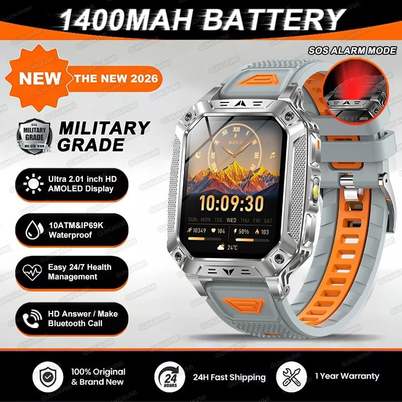TANK Elite Military GPS Smartwatch | 1400mAh Battery & 2.01