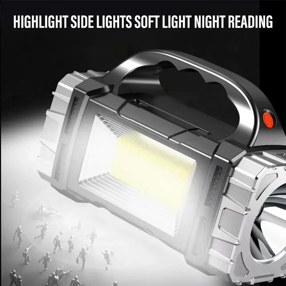 Powerful LED Flashlight with USB and Solar Rechargeable Power Bank