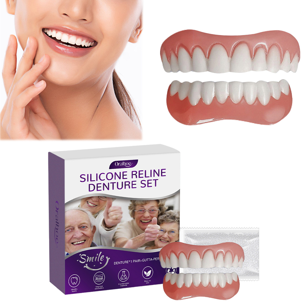 Denture Repair Kit, Silicone Reline Denture Set, Upper and Lower Set for False Teeth
