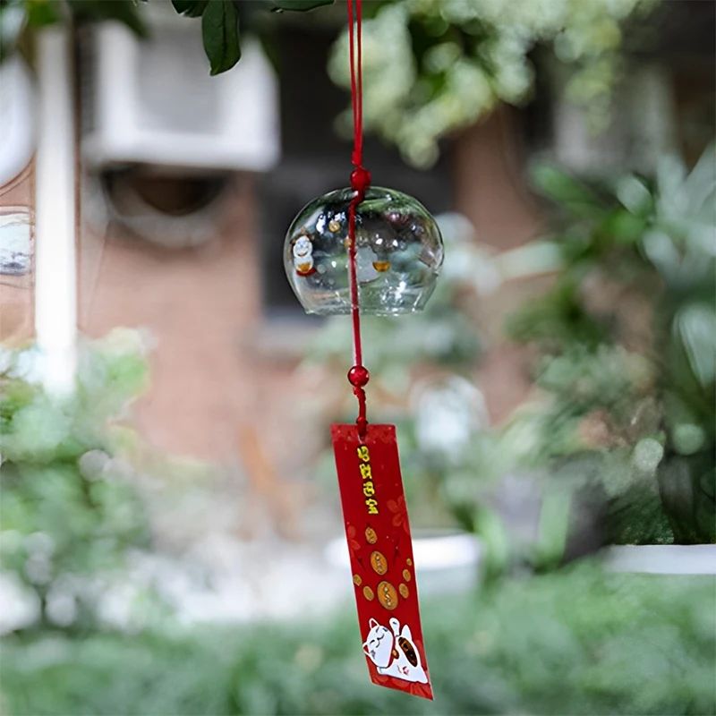 Sakura Serenity Japanese Wind Chime – Handmade Glass Furin Bell for Calm Outdoor Decor