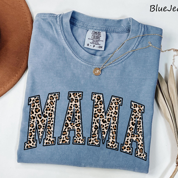 Mama Leopard Print Shirt Casual Mom Graphic Tee Trendy Everyday Womens T-Shirt
