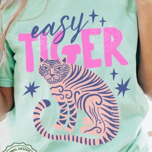 Easy Tiger T-Shirt – Retro Boho Tiger Graphic Tee