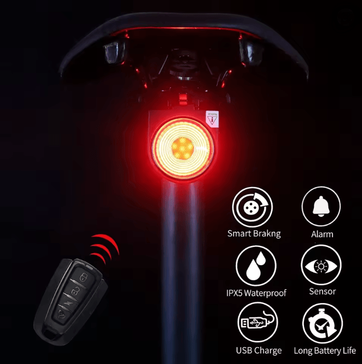 GuardianRide Pro Bicycle Rear Light with Alarm and Wireless Control