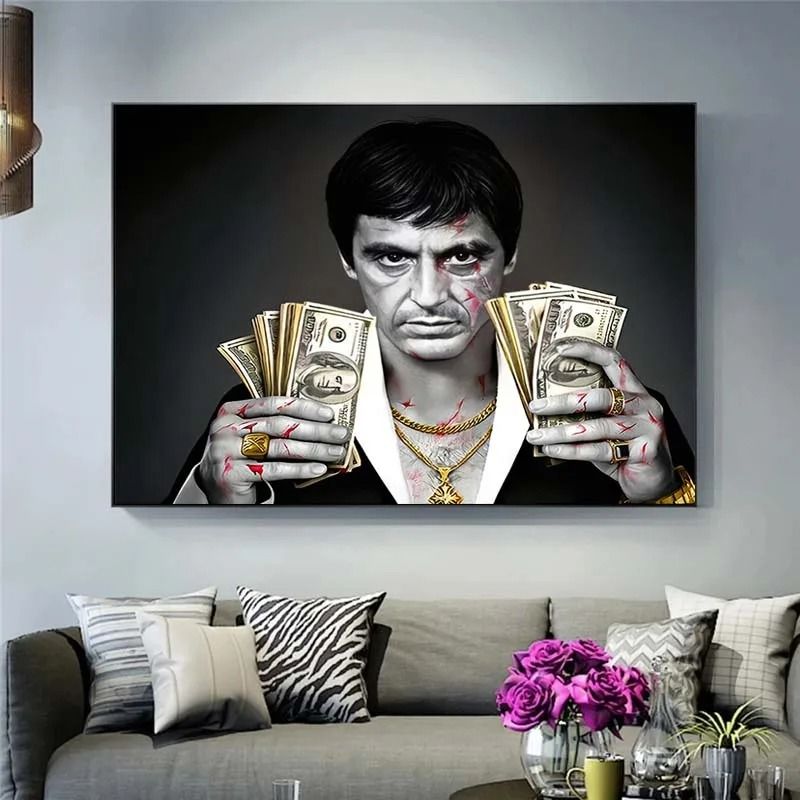 Scarface Tony Montana Canvas Print Gangster Movie Wall Art Decor