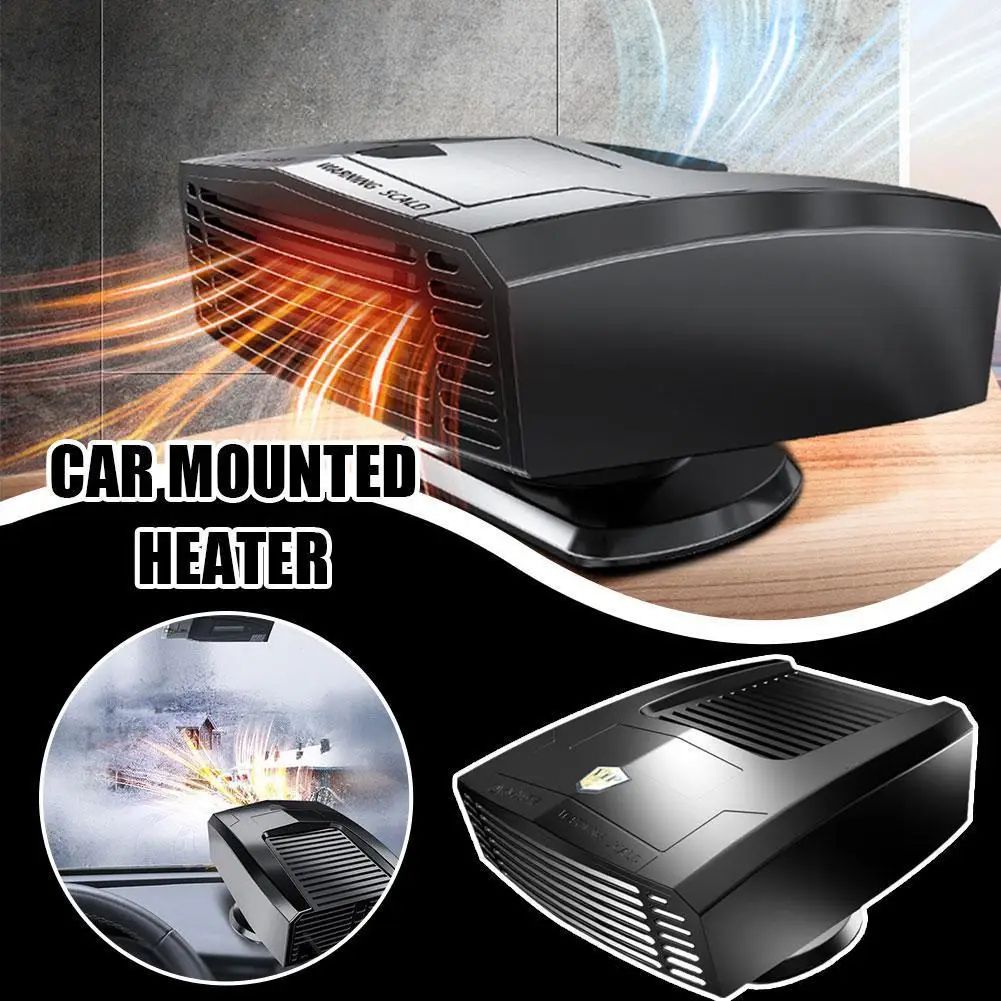 12V Car Heater Defroster 2-in-1 Fast Heating/Cooling Fan – 360° Rotatable Windshield Defogger Auto Window Dryer