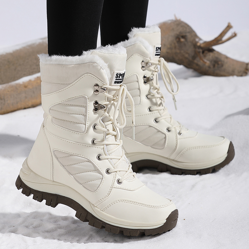 Winter Women's Snow Boots, High Top Waterproof Ankle Boots Ladies, Thick Plus Warm Snow Hiking Outdoor Shoes Sneakers