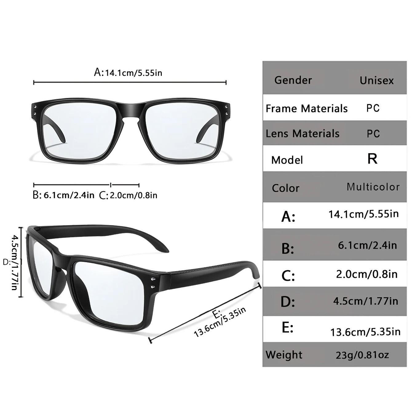 Photochromic Windproof Square Sports Sunglasses for Men and Women Cycling MTB Eyewear