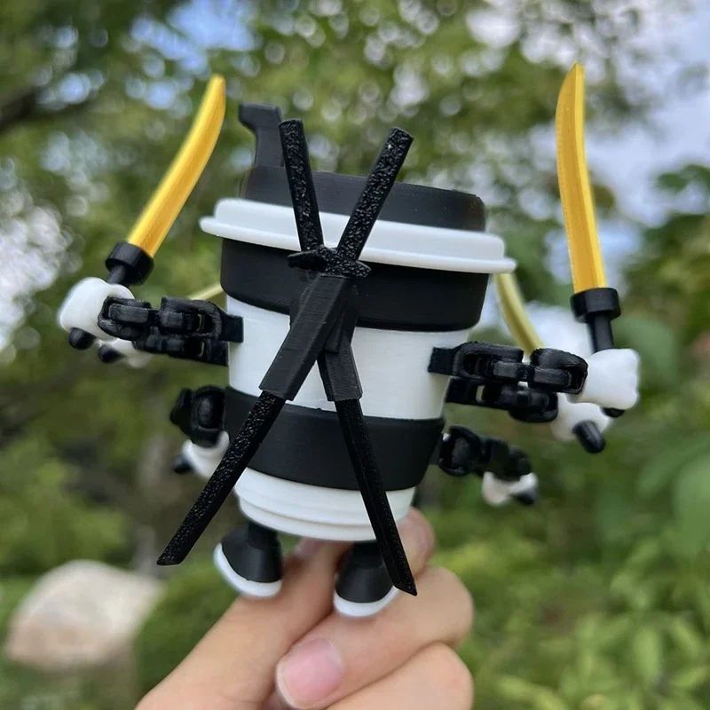 Cappuccino Assassino Coffee Ninja Figurine 3D Printed Desk Toy Italian Brainrot Collectible