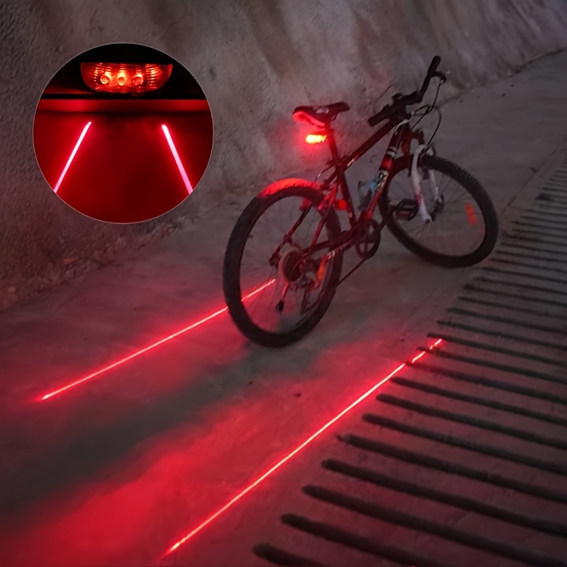 Bicycle LED Taillight with Laser Safety Warning Waterproof Cycling Rear Light for MTB
