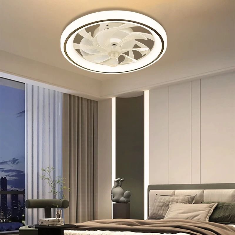 Smart Ceiling Fan Fans With Lights Remote Control Bedroom Decor Ventilator Lamp 48cm Air Invisible Blades Retractable Si