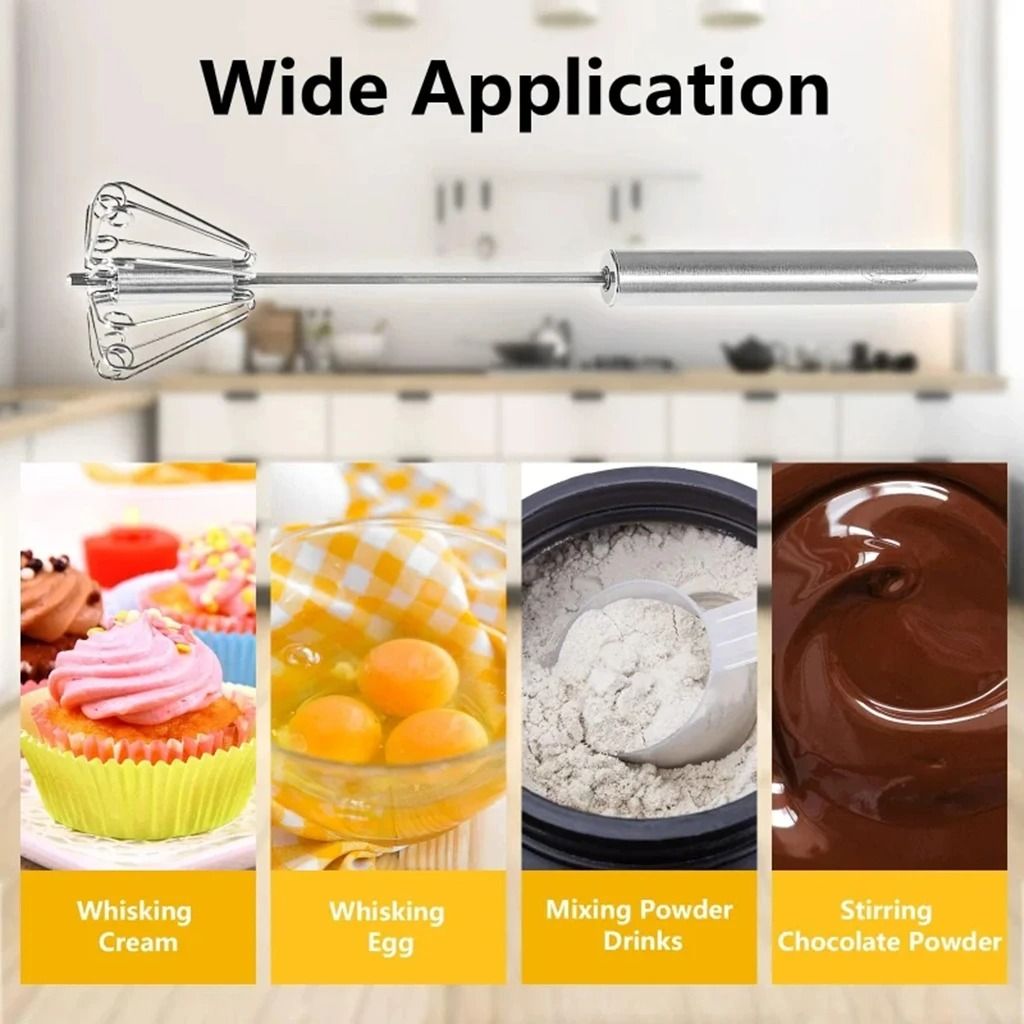 Semi Automatic Mixer Whisk Egg Beater Stainless Steel Manual Hand Mixer