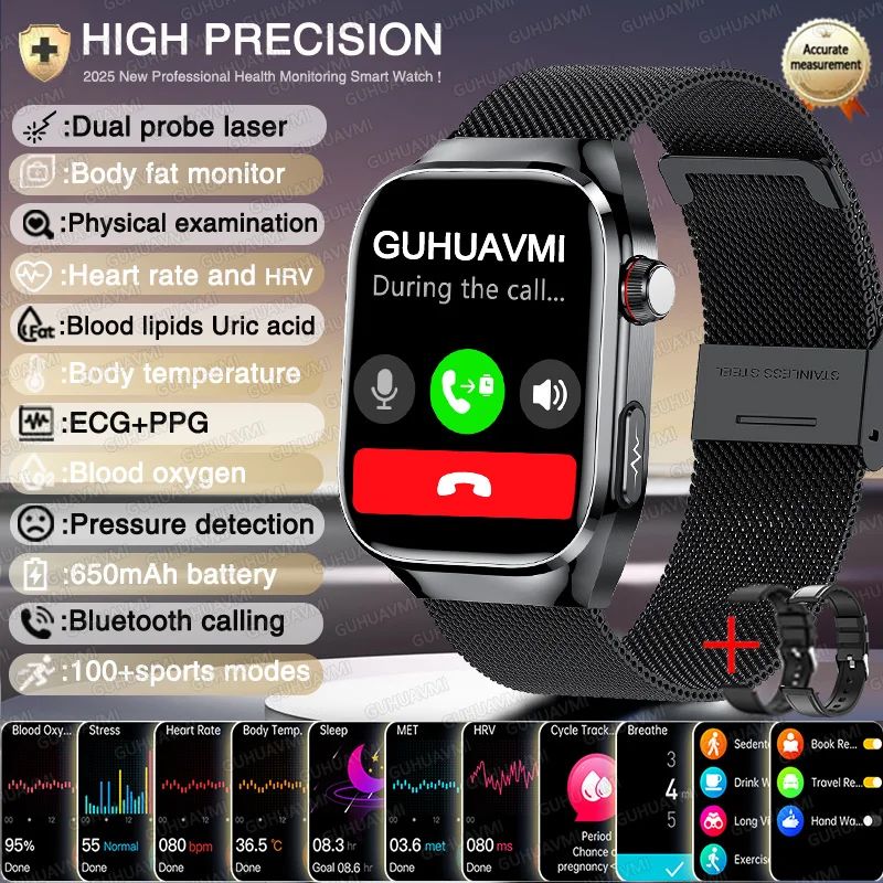 AI HealthSense Pro ECG Smartwatch with Blood Pressure & Fitness Tracking