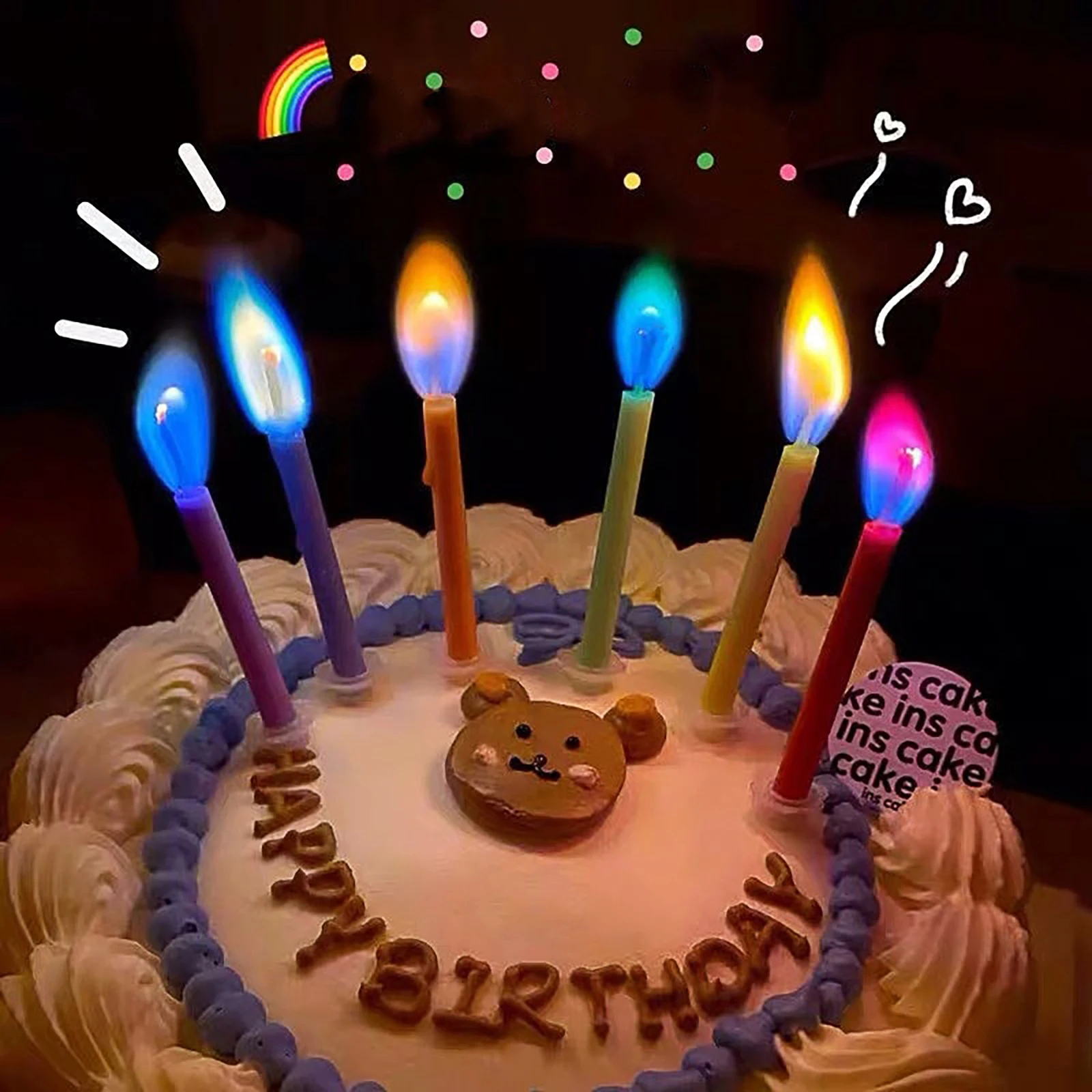 Colorful Multicolour Flame Candles, Birthday Cake, Wedding Party Candles, Kids Decoration & Celebration Party Supplies