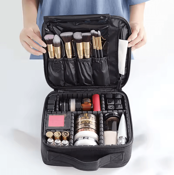 Waterproof Travel Makeup Bag with Cosmetic Storage and Brush Organizer