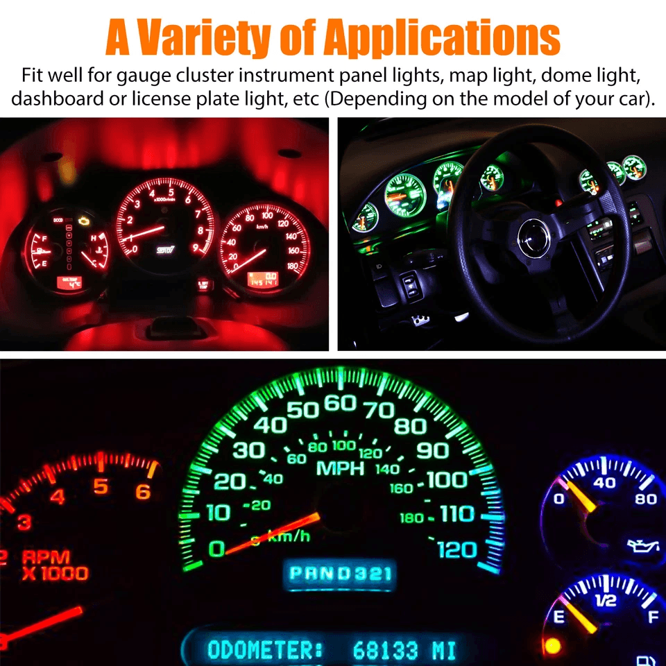 LED Speedometer Instrument Gauge Cluster Dash Light Bulbs, Super Bright, Lifespan, Plug and Play
