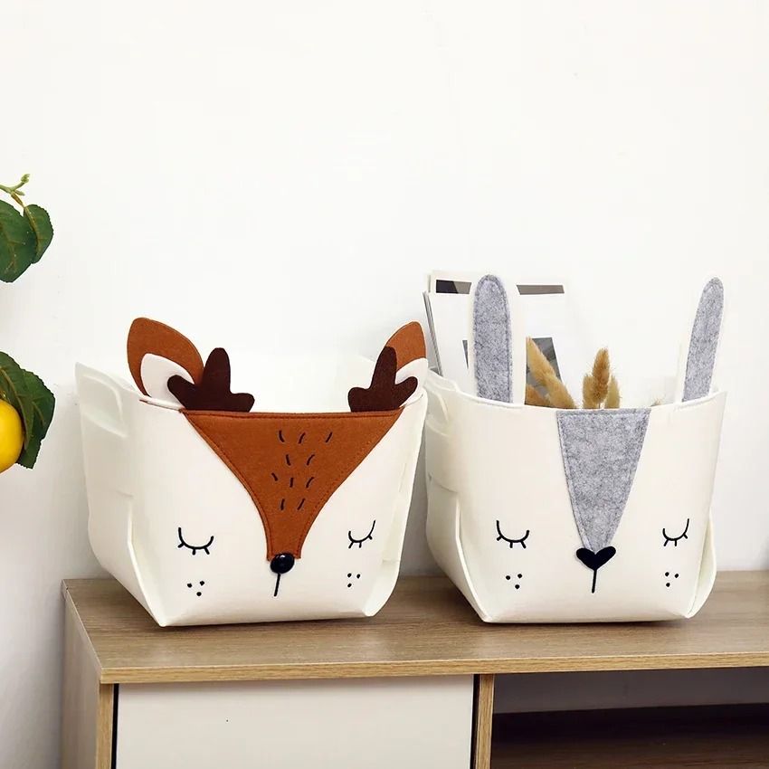 Animal DIY Storage Box – Foldable Felt Fabric Nursery Organizer & Toy Basket