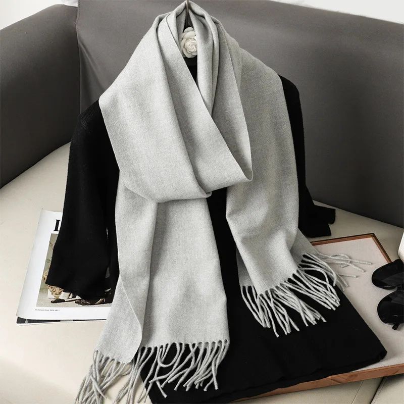 Luxe Winter Cashmere-Feel Women's Scarf Shawl with Tassels