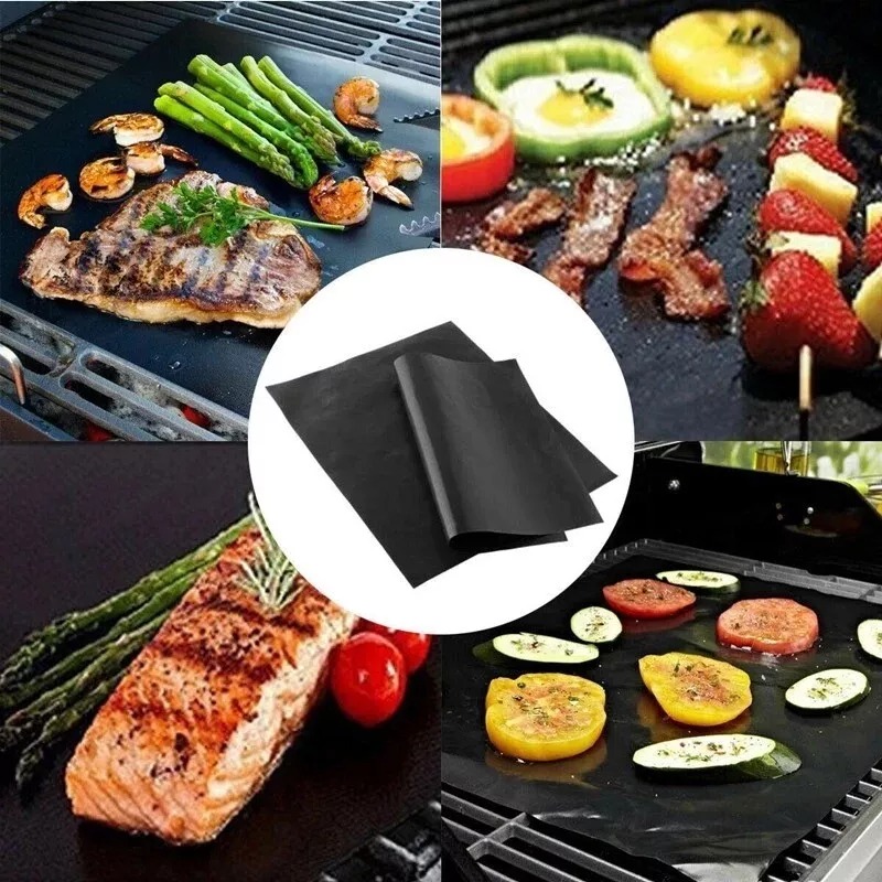 BBQ Grill Mats Set of 5 Outdoor Cooking Baking Non Stick Reusable Grilling Mat