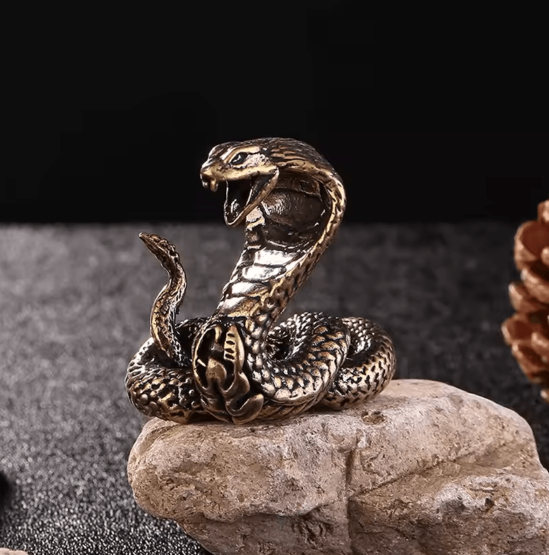Antique Copper Snake Figurine – Mini Brass Snake Desktop Decor Statue