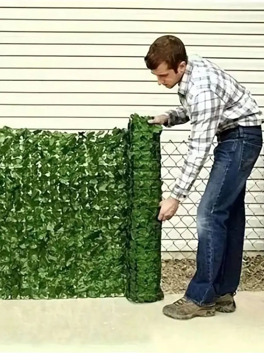 Artificial Ivy Privacy Fence Screen UV Resistant Green Wall Panel for Outdoor Decor