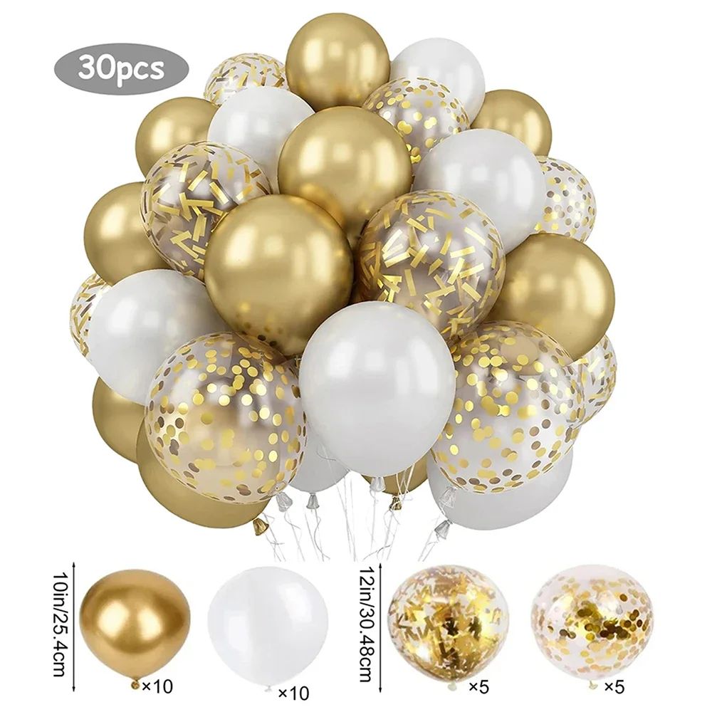 White and Gold Party Balloon Set