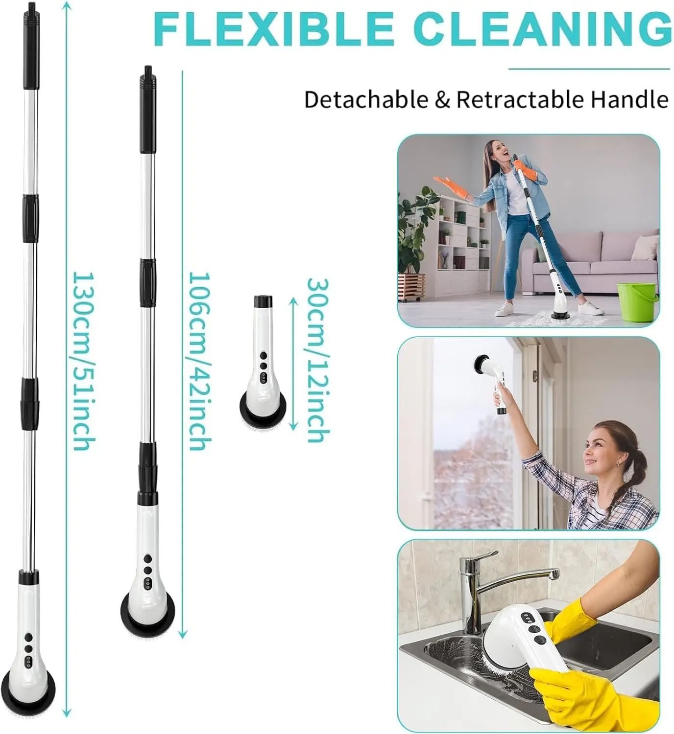 Electric Spin Scrubber Cleaning Brush with Adjustable Handle
