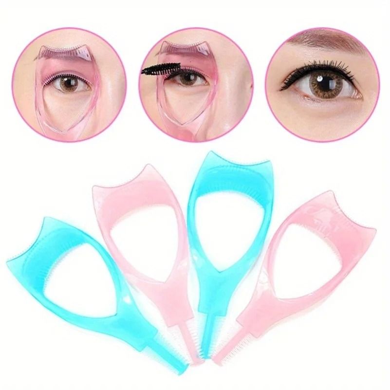 Three In One Mascara Applicator Template With Eyelash Curler Guard And Case