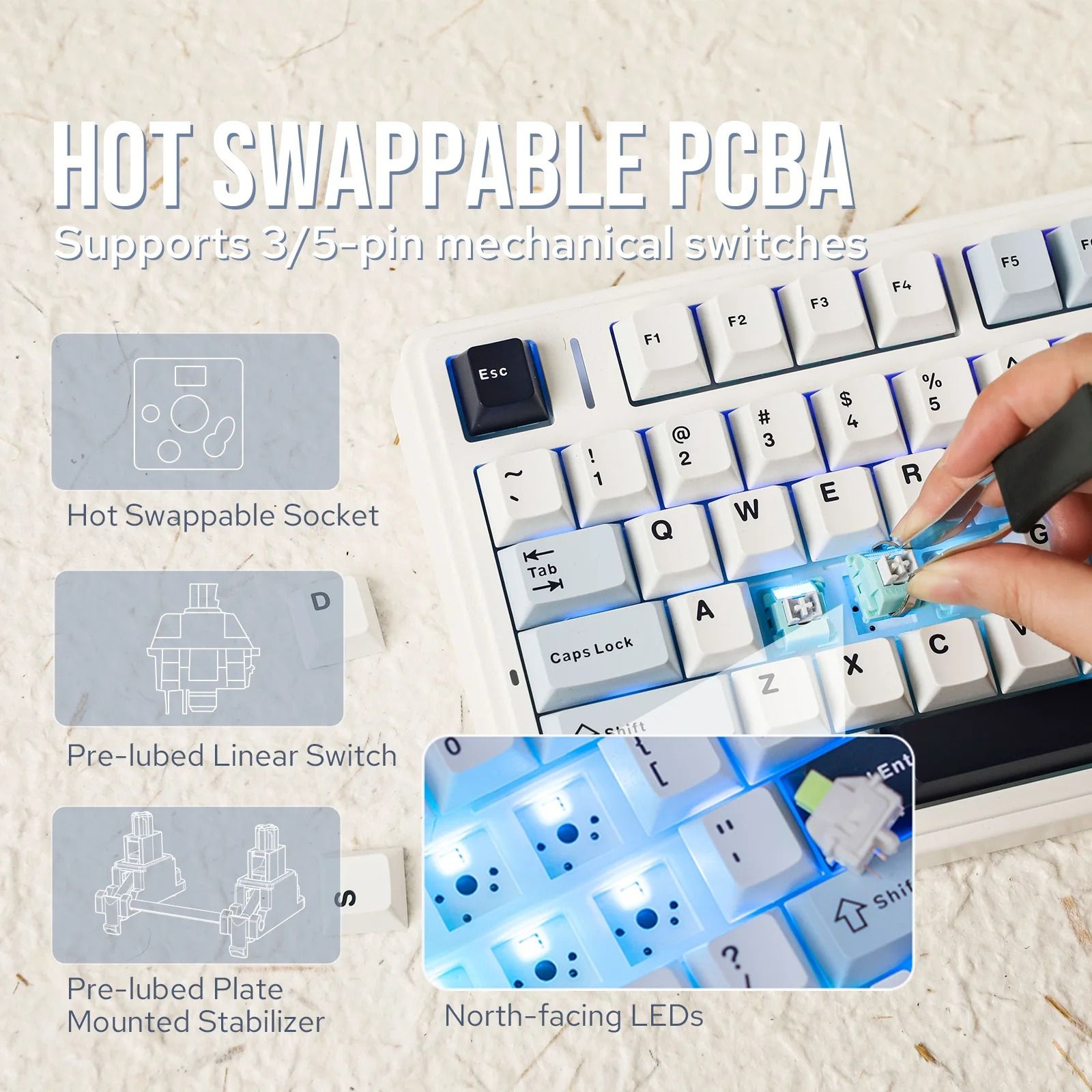 Compact Wireless RGB Keyboard with Gasket Structure and Knob Control