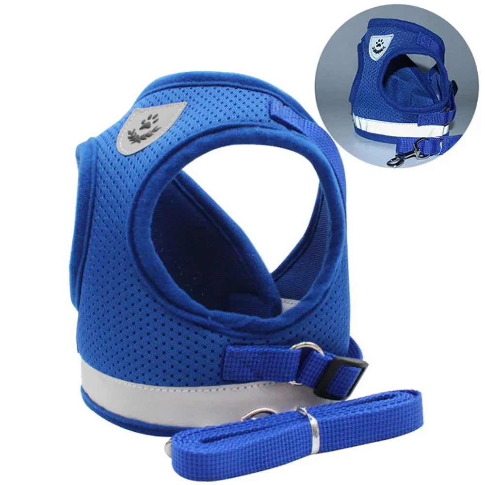 Reflective Adjustable Cat Harness Leash Set Mesh Vest Escape Proof Puppy Dog Collar