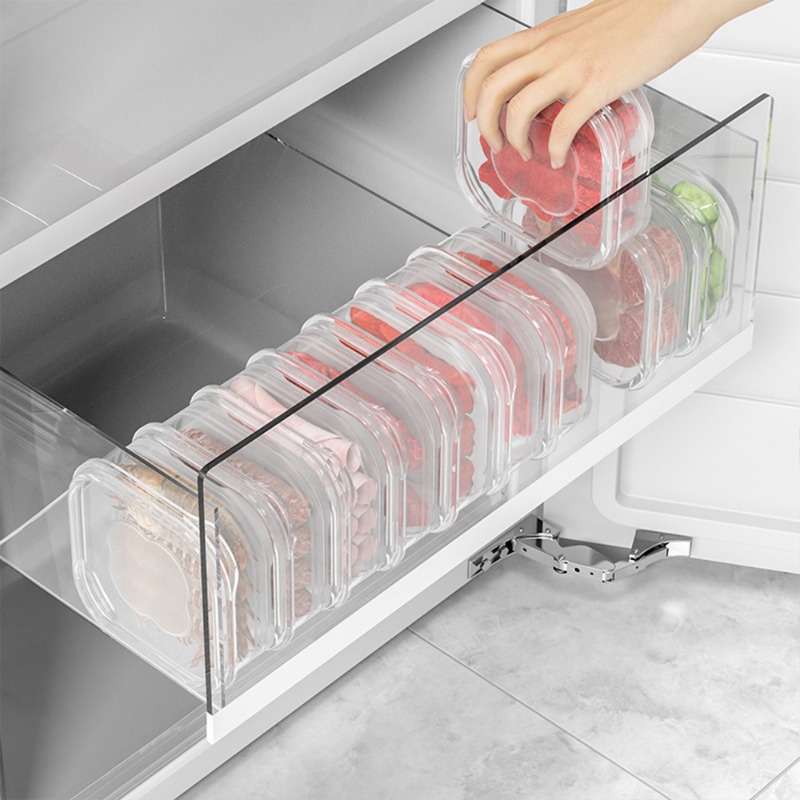 Plastic Refrigerator Meat Freezer Divided Box for Food Grade Storage, Household Fridge Fresh-keeping Storage Box