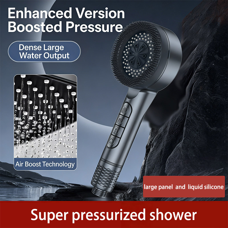 Adjustable Four-Speed Handheld Shower Head with Water Heater Booster and Bathroom Bracket Set