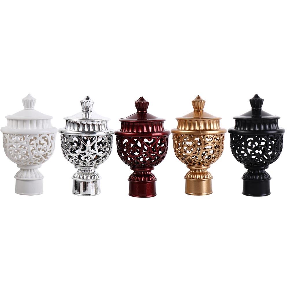 Elegant Hollow Curtain Rod Finials Decorative End Caps for Drapery Rods