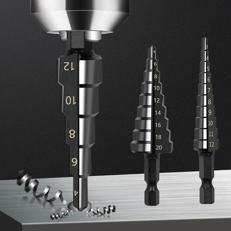 Professional 3-Piece HSS Straight Groove Step Drill Bit Set – Industrial-Grade Core Drilling Tools